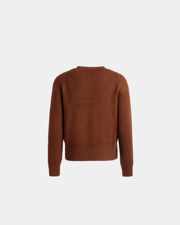 Crewneck Sweater In Brown Wool Men Bally Knitwear