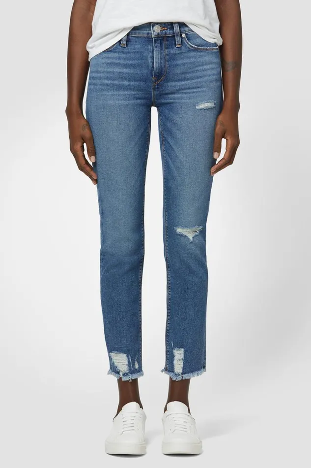 Cropped Women Hudson Jeans Nico MidRise Straight Crop Jean Seaglass