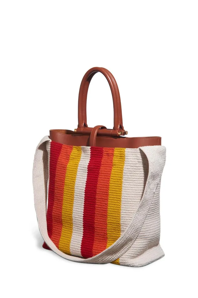 Crossbody Bags Women Gabriela Hearst Large Crossover Knit Bag In Red Orange and Yellow Cashmere