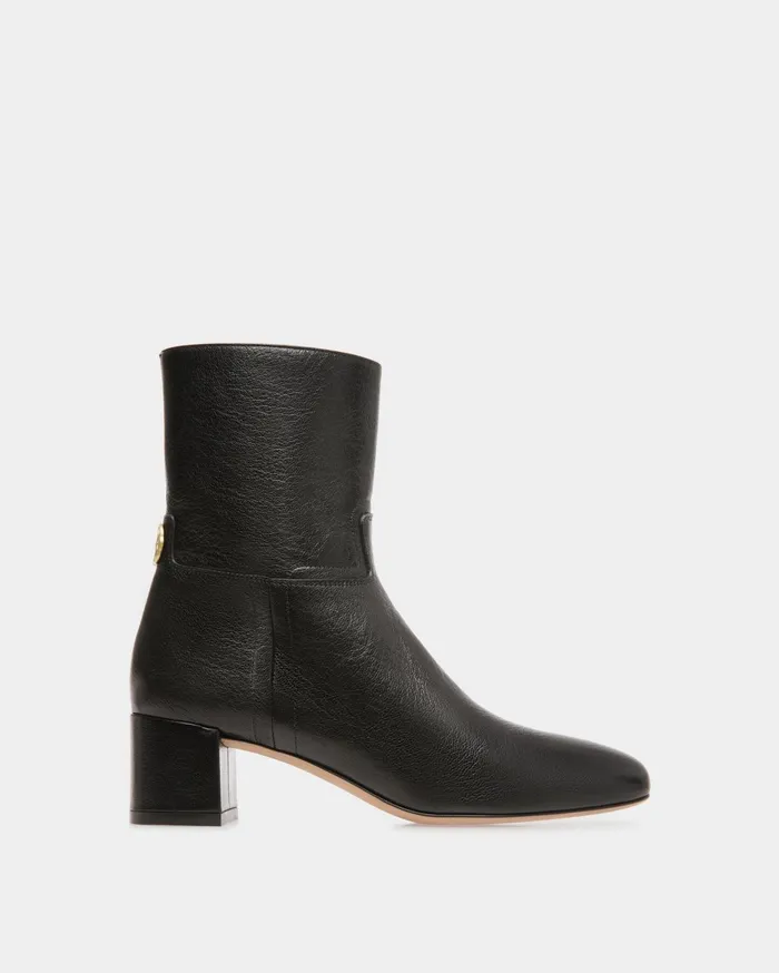 Daily Emblem Booties In Black Leather Women Bally Boots and Ankle Boots