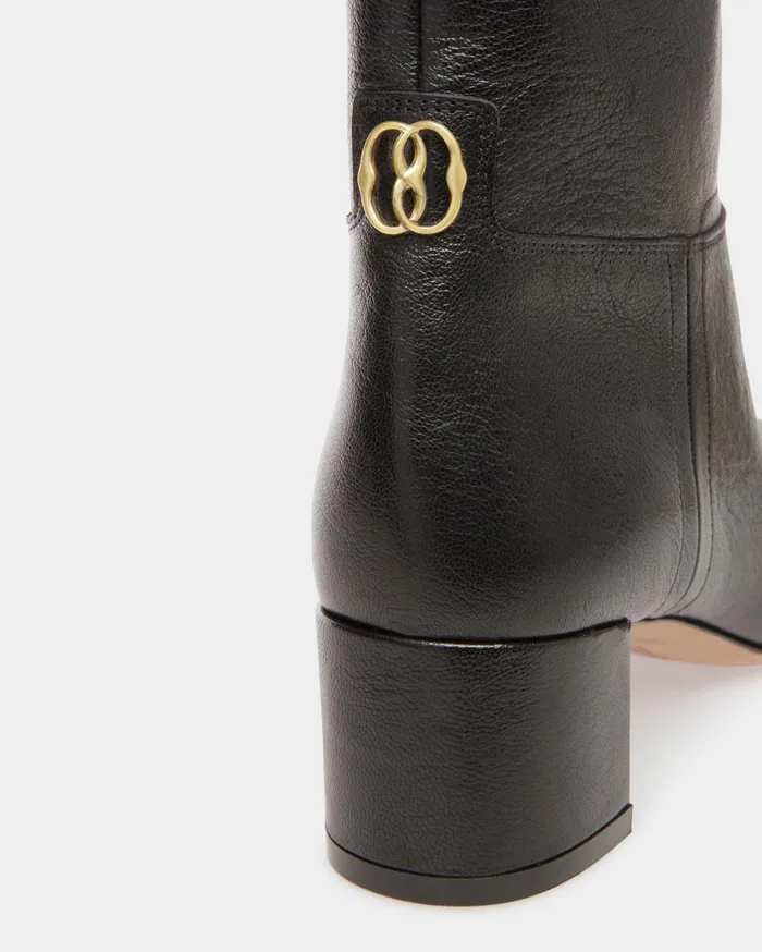 Daily Emblem Booties In Black Leather Women Bally Boots and Ankle Boots