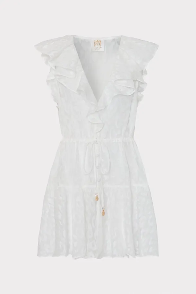 Dana Leopard Texture CoverUp Dress White Women Milly Swim and Coverups