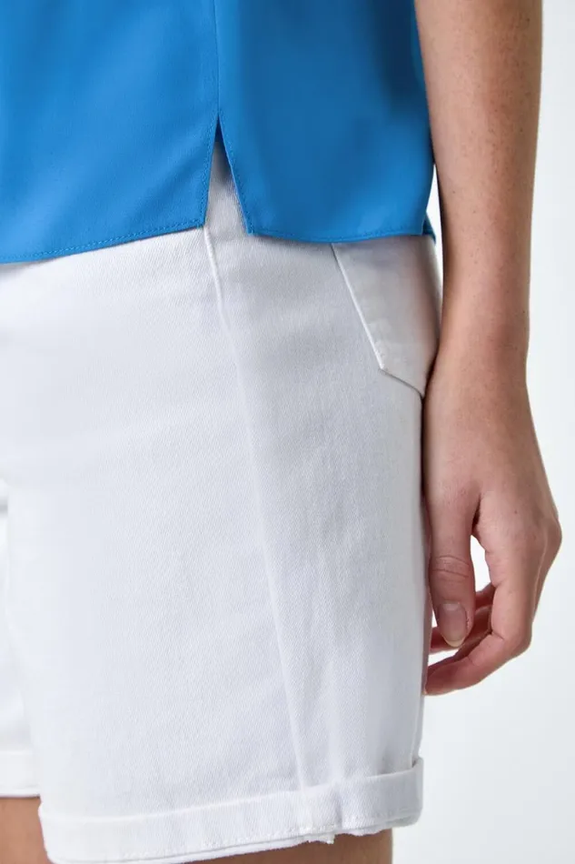 Denim Blue VNeck Sleeveless Chiffon Vest Top Women Roman Tops