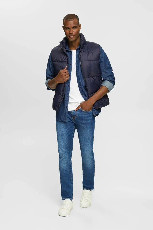 Denim Men Esprit MidRise Slim Jeans Blue Medium Washed