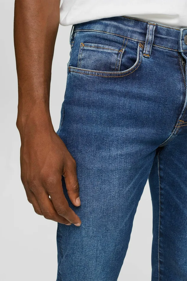 Denim Men Esprit MidRise Slim Jeans Blue Medium Washed