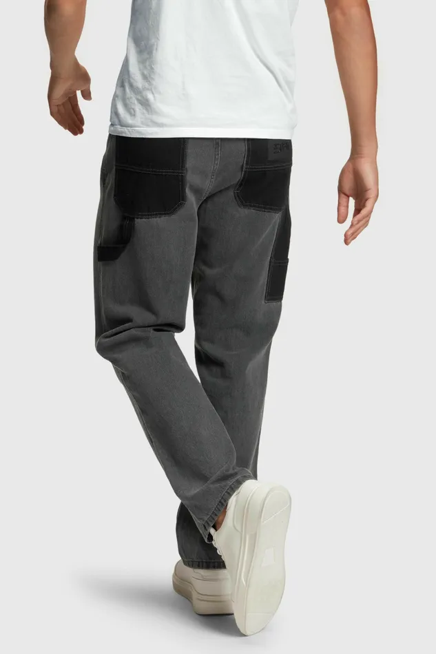 Denim Men Esprit MidRise Straight Carpenter Jeans Black Dark Wash