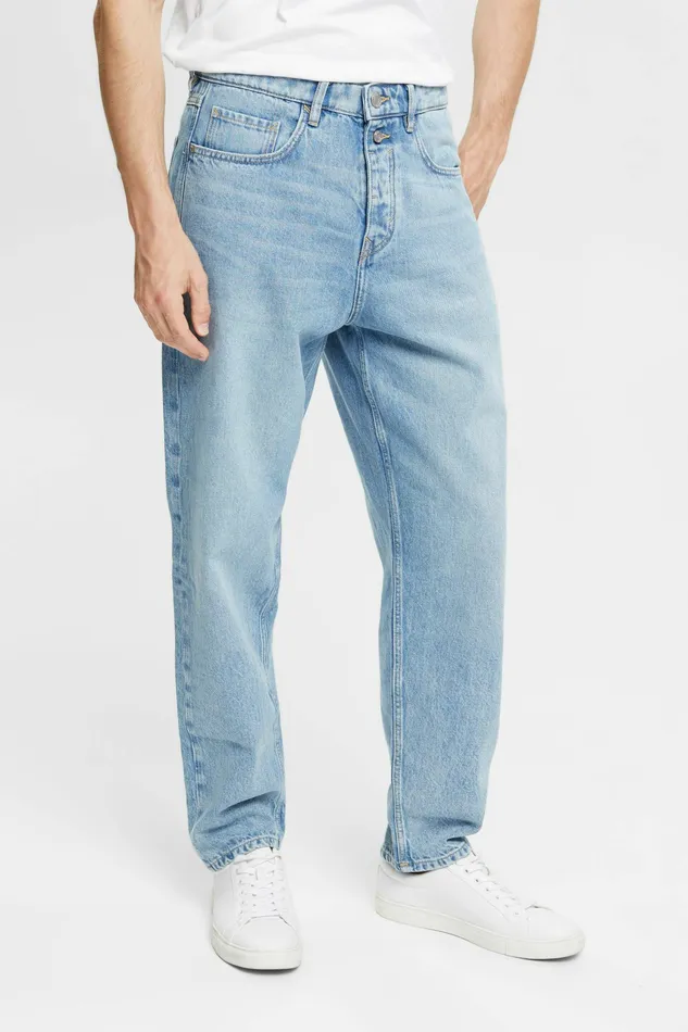 Denim Men Esprit MidRise Wide Jeans Blue Light Washed
