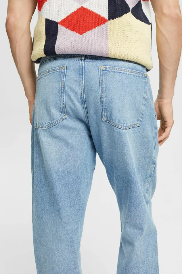 Denim Men Esprit MidRise Wide Jeans Blue Light Washed