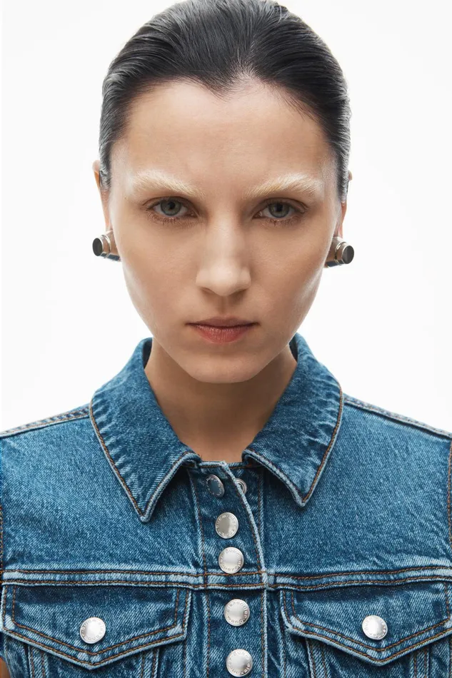 Denim Women Alexander Wang Cropped Trucker Vest In ComfortStretch Denim