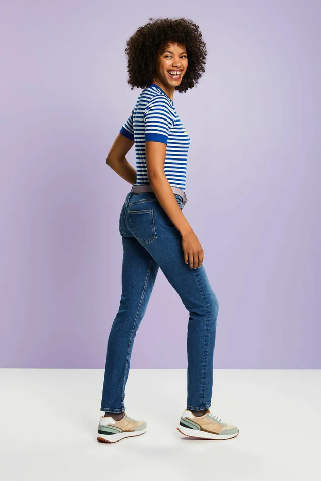 Denim Women Esprit MidRise Slim Jeans Blue Medium Washed