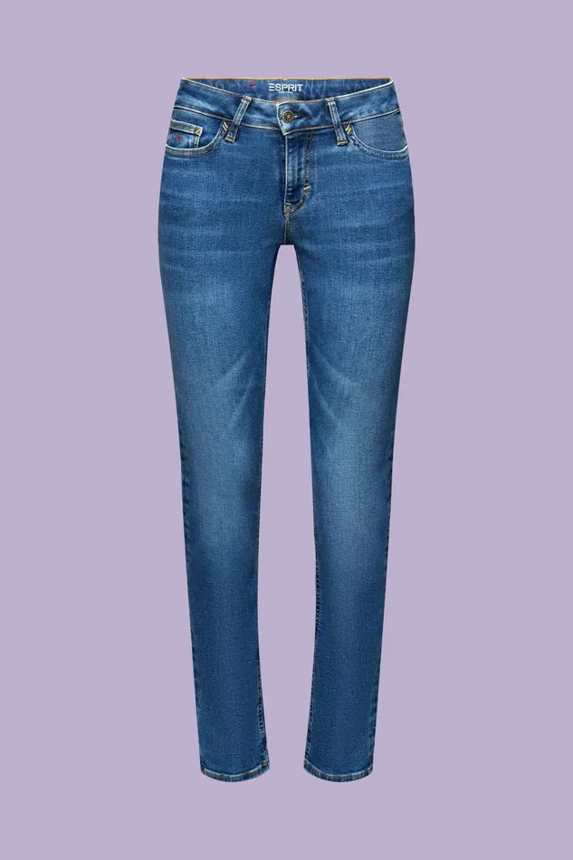 Denim Women Esprit MidRise Slim Jeans Blue Medium Washed
