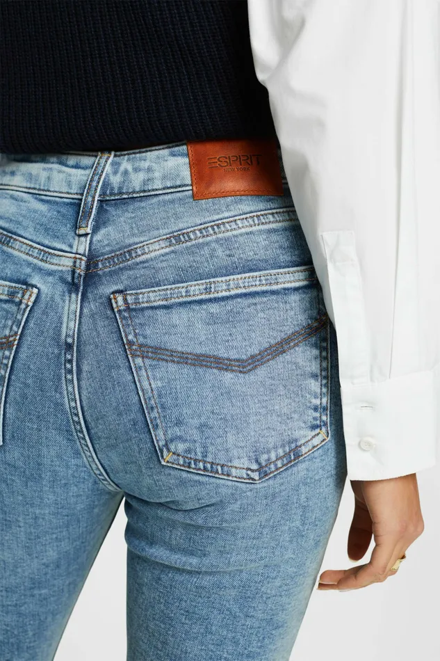 Denim Women Esprit MidRise Slim Stretch Jeans Blue Light Washed