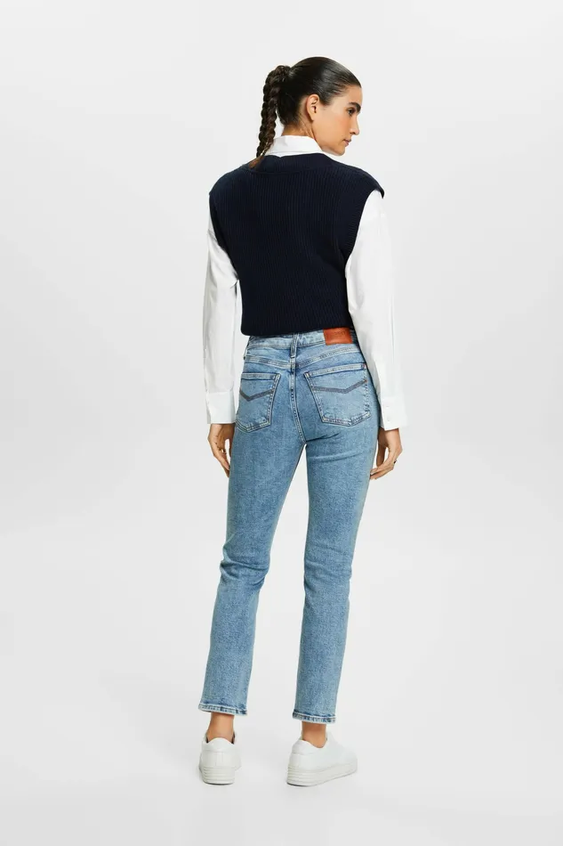 Denim Women Esprit MidRise Slim Stretch Jeans Blue Light Washed