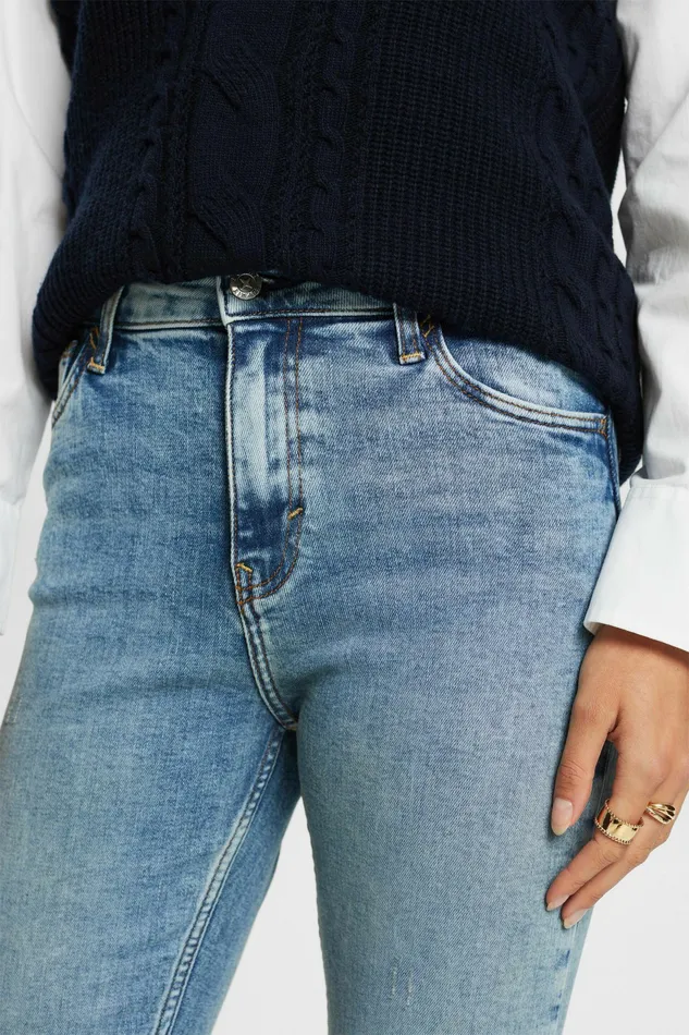 Denim Women Esprit MidRise Slim Stretch Jeans Blue Light Washed