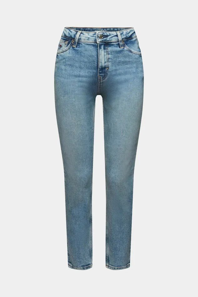 Denim Women Esprit MidRise Slim Stretch Jeans Blue Light Washed