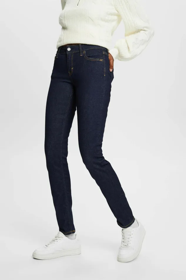 Denim Women Esprit Recycled MidRise Slim Jeans Blue Rinse