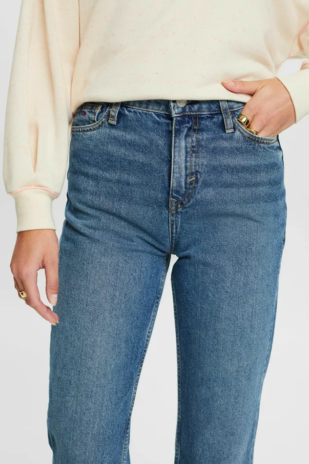 Denim Women Esprit Recycled Retro Straight Jeans Blue Medium Washed