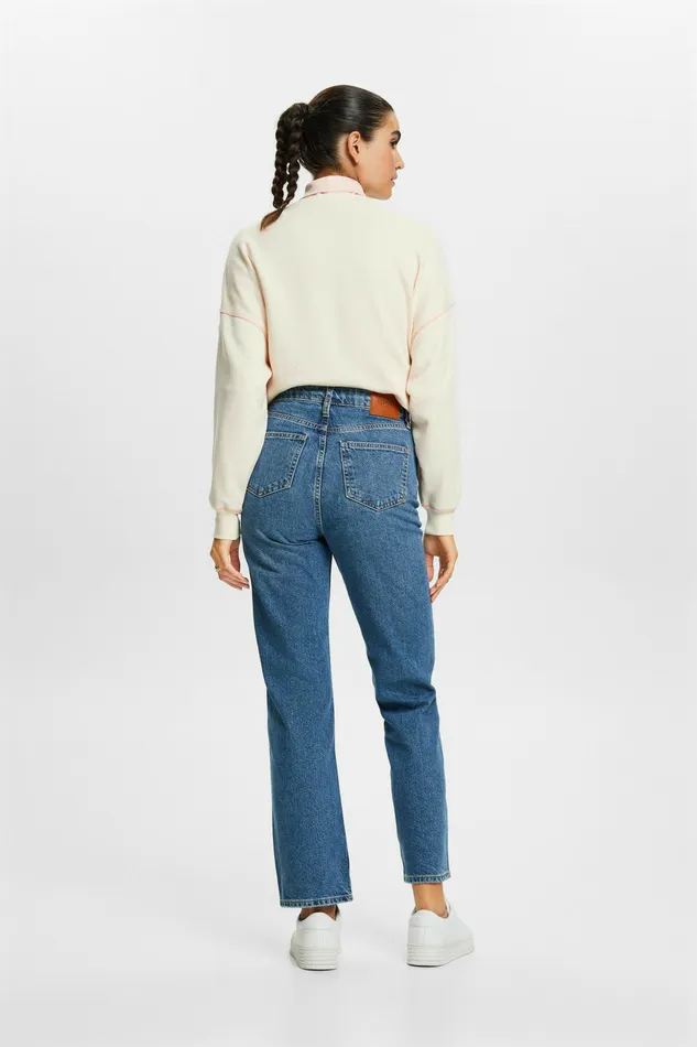 Denim Women Esprit Recycled Retro Straight Jeans Blue Medium Washed