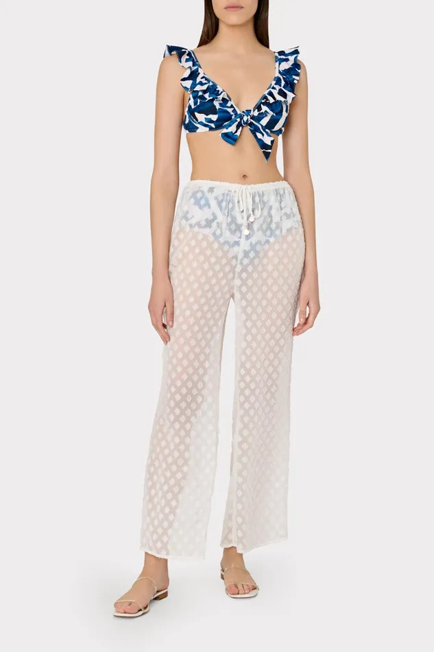 Diamond Jacquard Coverup Pants Whitegold Women Milly Swim and Coverups