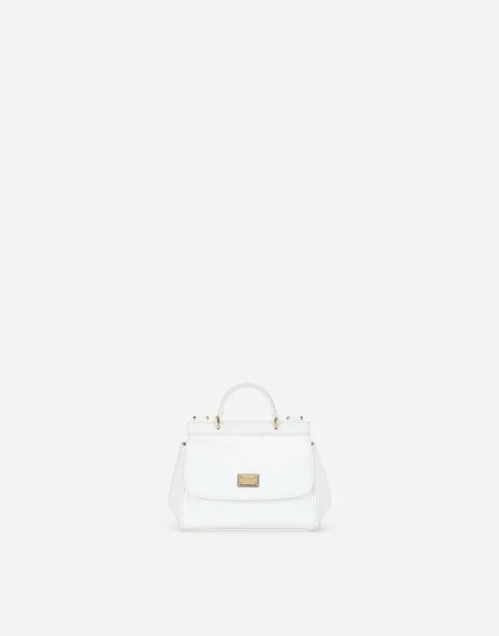 Dolce and Gabbana Accessories Children Patent Leather Mini Sicily Bag White