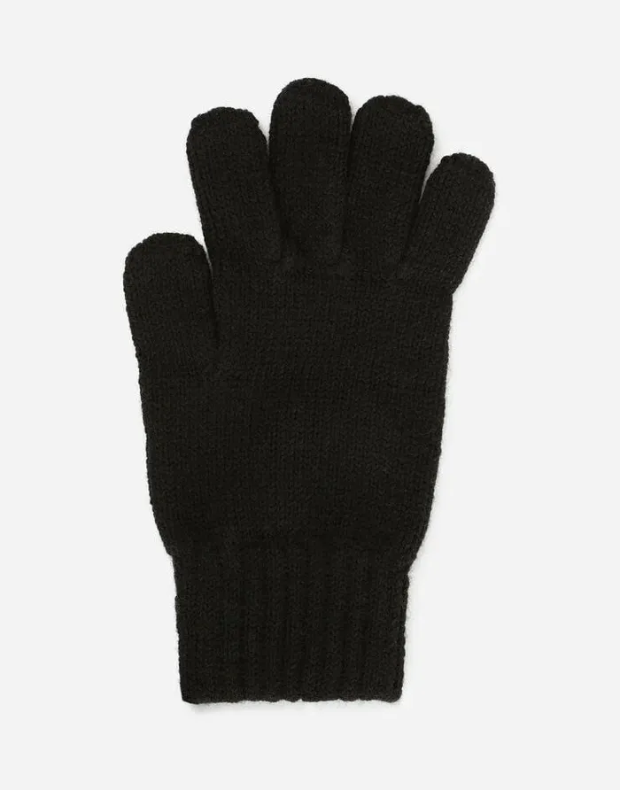 Dolce and Gabbana Accessories Children Ribbed Knit Gloves With Metal DG Logo Black Dolce and Gabbana Accessories Children Ribbed Knit Gloves With Metal DG Logo Black