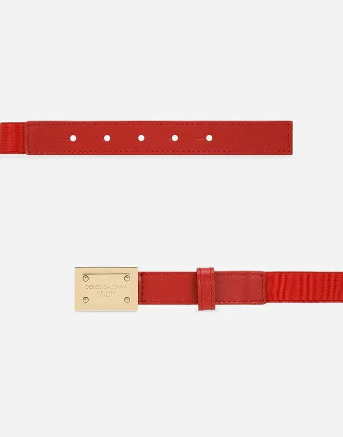 Dolce and Gabbana Accessories Children Stretch Belt With Logo Tag Red Dolce and Gabbana Accessories Children Stretch Belt With Logo Tag Red