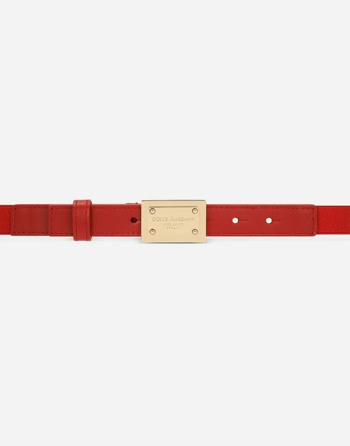 Dolce and Gabbana Accessories Children Stretch Belt With Logo Tag Red Dolce and Gabbana Accessories Children Stretch Belt With Logo Tag Red