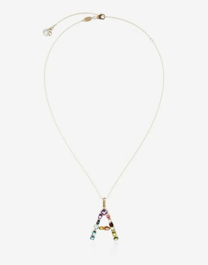 Dolce and Gabbana Alphabet Collection Women Rainbow Alphabet A Pendant In Yellow Gold With Multicolor Fine Gems Gold Dolce and Gabbana Alphabet Collection Women Rainbow Alphabet A Pendant In Yellow Gold With Multicolor Fine Gems Gold