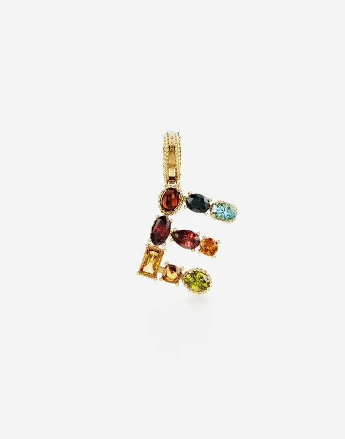Dolce and Gabbana Alphabet Collection Women Rainbow Alphabet E 18 Kt Yellow Gold Charm With Multicolor Fine Gems Gold Dolce and Gabbana Alphabet Collection Women Rainbow Alphabet E 18 Kt Yellow Gold Charm With Multicolor Fine Gems Gold