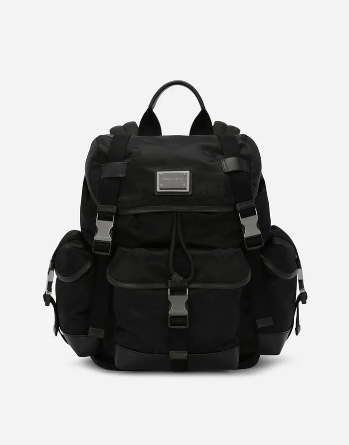 Dolce and Gabbana Backpacks And Fanny Packs Men Nylon Backpack With Logo Black
