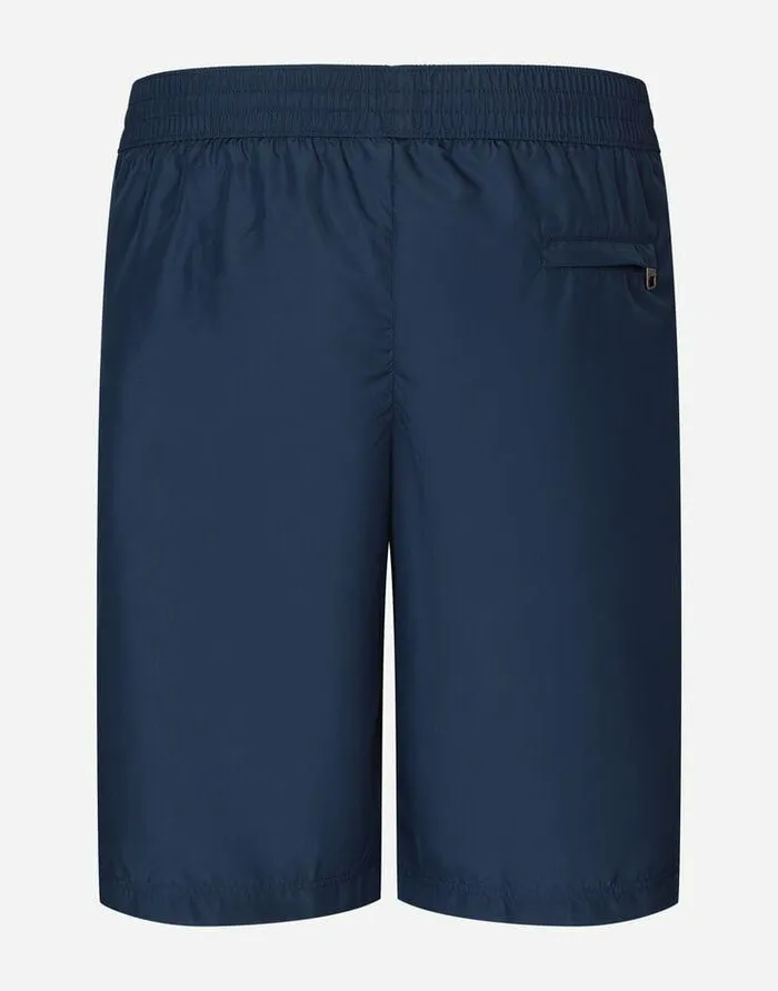 Dolce and Gabbana Beachwear Men Midlength Swim Trunks With Logo Tag Blue Dolce and Gabbana Beachwear Men Midlength Swim Trunks With Logo Tag Blue
