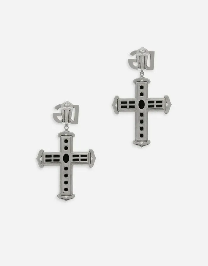 Dolce and Gabbana Bijoux Women KIM DOLCEandGABBANA Cross Earrings With Rhinestone Accents Black Dolce and Gabbana Bijoux Women KIM DOLCEandGABBANA Cross Earrings With Rhinestone Accents Black