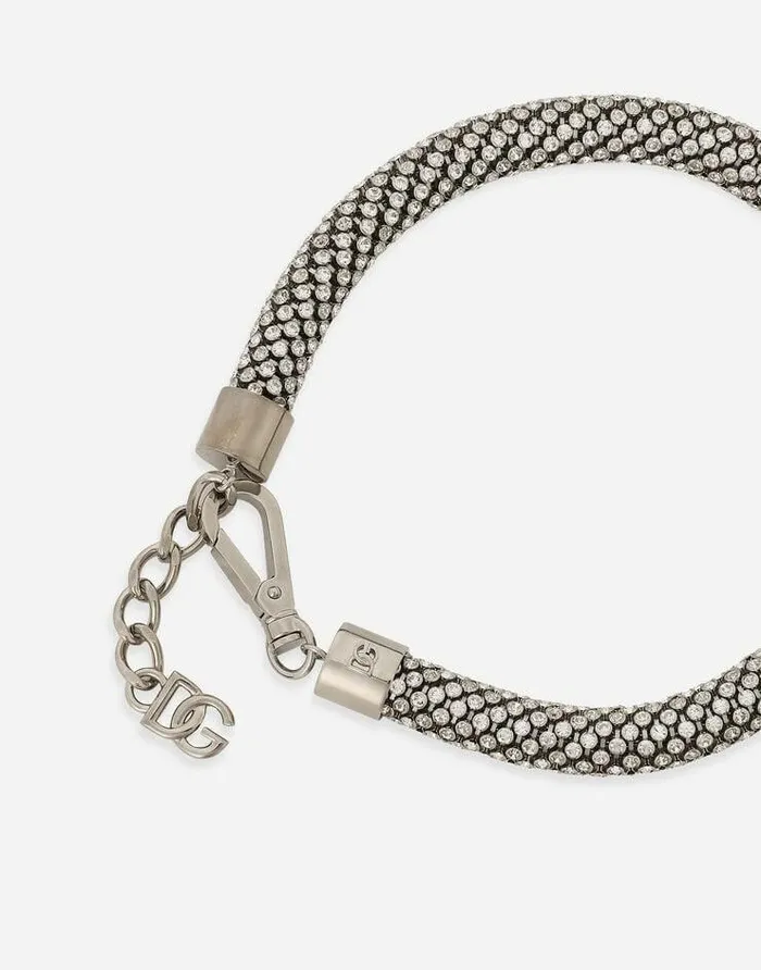Dolce and Gabbana Bijoux Women Tubular Choker With Rhinestones Silver Dolce and Gabbana Bijoux Women Tubular Choker With Rhinestones Silver