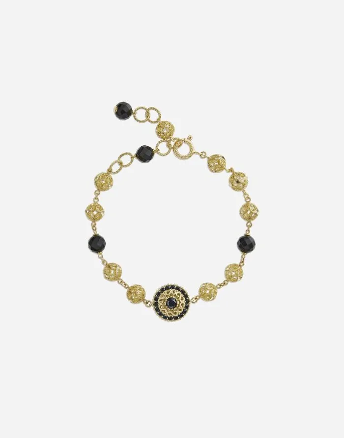 Dolce and Gabbana Bracelets Women Gold Bracelet With Black Sapphires Goldblack