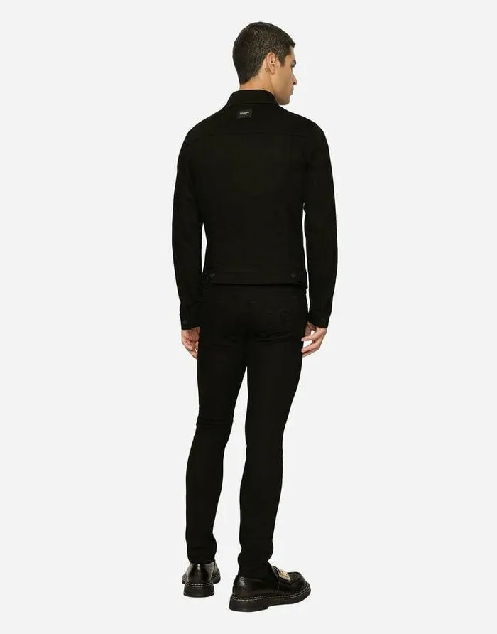 Dolce and Gabbana Coats And Jackets Men Black Stretch Denim Jacket Black Dolce and Gabbana Coats And Jackets Men Black Stretch Denim Jacket Black