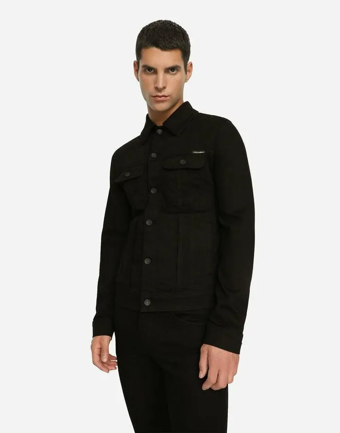Dolce and Gabbana Coats And Jackets Men Black Stretch Denim Jacket Black Dolce and Gabbana Coats And Jackets Men Black Stretch Denim Jacket Black