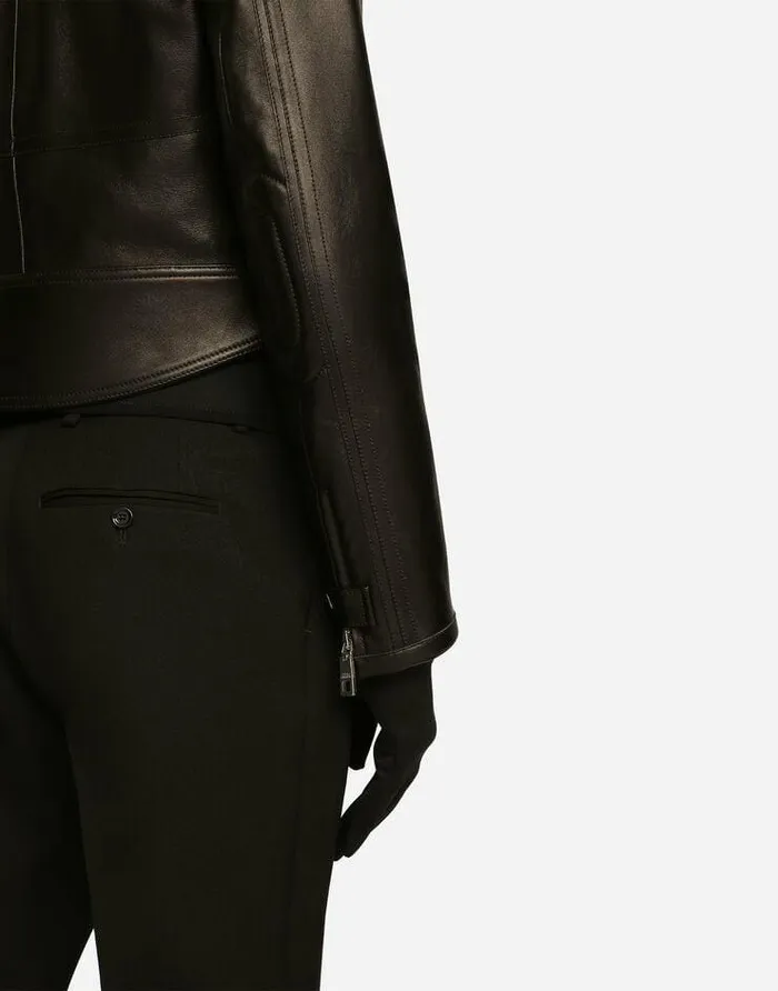 Dolce and Gabbana Coats And Jackets Men Nappa Leather Biker Jacket Black Dolce and Gabbana Coats And Jackets Men Nappa Leather Biker Jacket Black