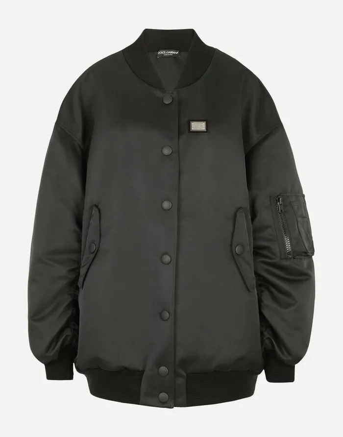 Dolce and Gabbana Coats And Jackets Women Duchesse Jacket With Branded Plate Black