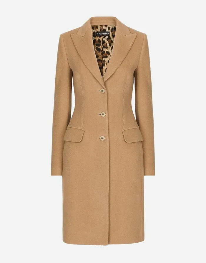 Dolce and Gabbana Coats And Jackets Women Singlebreasted Camel Wool Coat Pale Pink