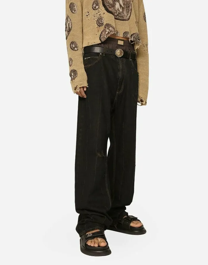 Dolce and Gabbana Denim Men Overdyed Jeans With Subtle Abrasions Multicolor Dolce and Gabbana Denim Men Overdyed Jeans With Subtle Abrasions Multicolor