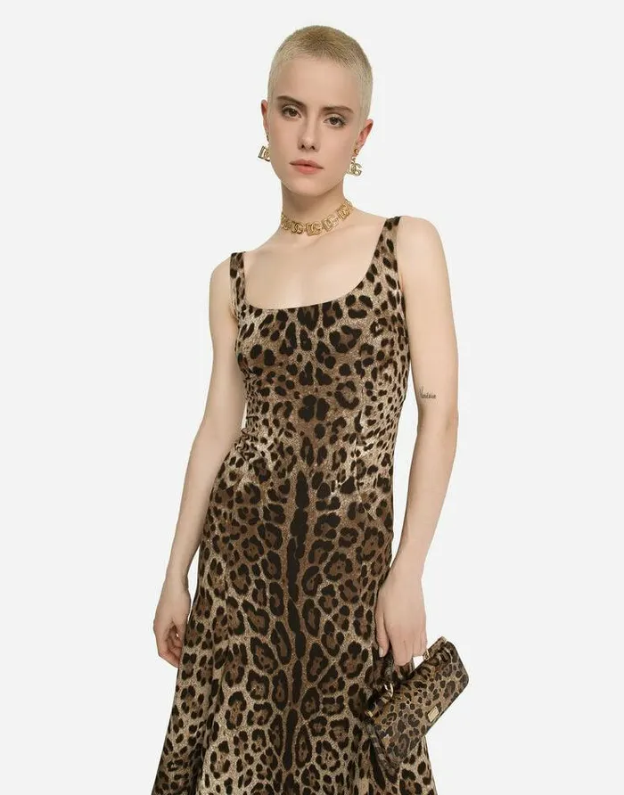 Dolce and Gabbana Dresses Women Leopardprint Calflength Cady Dress Animal Print Dolce and Gabbana Dresses Women Leopardprint Calflength Cady Dress Animal Print