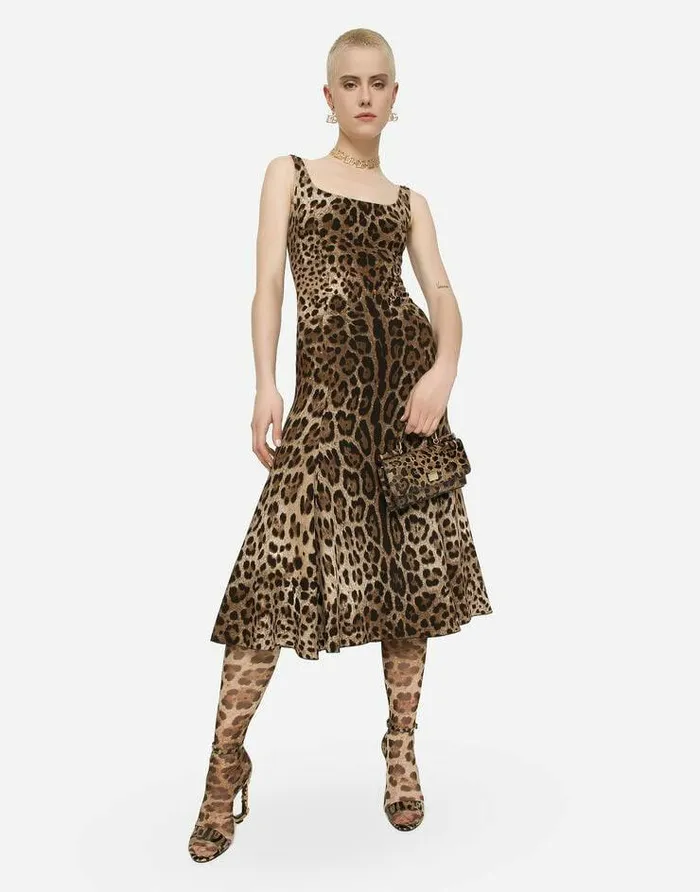 Dolce and Gabbana Dresses Women Leopardprint Calflength Cady Dress Animal Print Dolce and Gabbana Dresses Women Leopardprint Calflength Cady Dress Animal Print