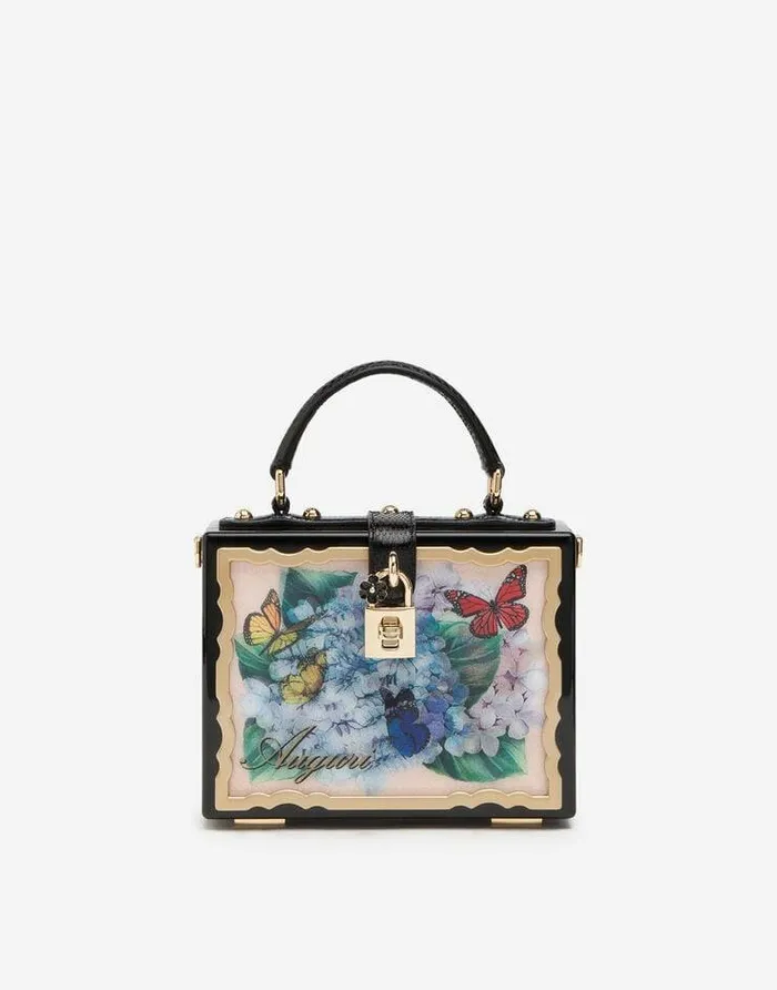 Dolce and Gabbana Handbags Women Postcard Dolce Box Bag In Lacquered Wood Multicolor