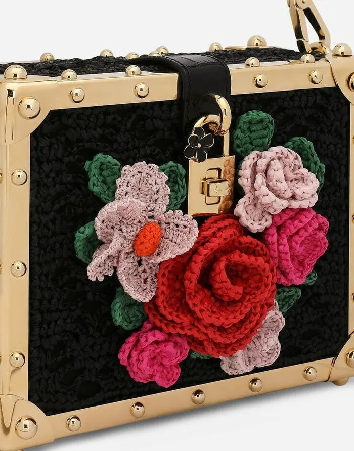 Dolce and Gabbana Handbags Women Raffia Crochet Dolce Box Bag Multicolor Dolce and Gabbana Handbags Women Raffia Crochet Dolce Box Bag Multicolor