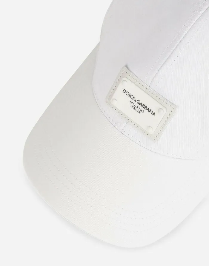 Dolce and Gabbana Hats And Gloves Men Baseball Cap With Branded Plate White Dolce and Gabbana Hats And Gloves Men Baseball Cap With Branded Plate White