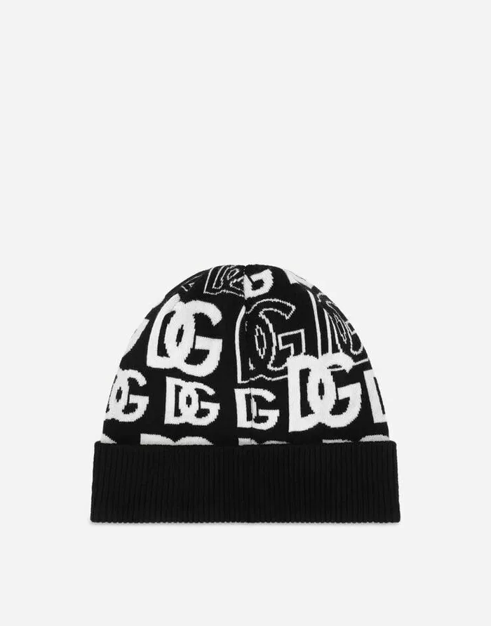 Dolce and Gabbana Hats And Gloves Women Cashmere Hat With Allover DG Logo Multicolor Dolce and Gabbana Hats And Gloves Women Cashmere Hat With Allover DG Logo Multicolor