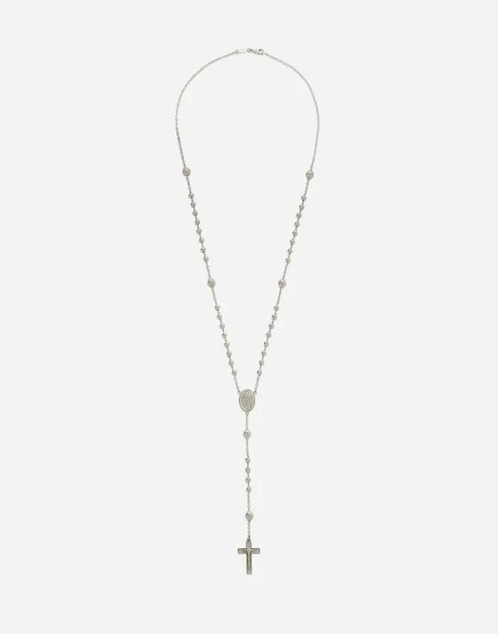 Dolce and Gabbana Necklaces Men Tradition White Gold Rosary Necklace White Gold