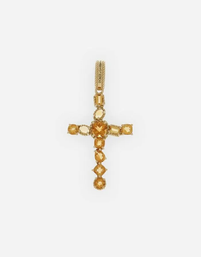Dolce and Gabbana Necklaces Women Anna Charm In Yellow Gold 18kt With Citrines Quartzes Gold