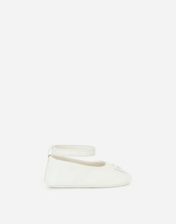 Dolce and Gabbana Newborn Shoes 1620 Children Nappa Leather Newborn Ballet Flats White