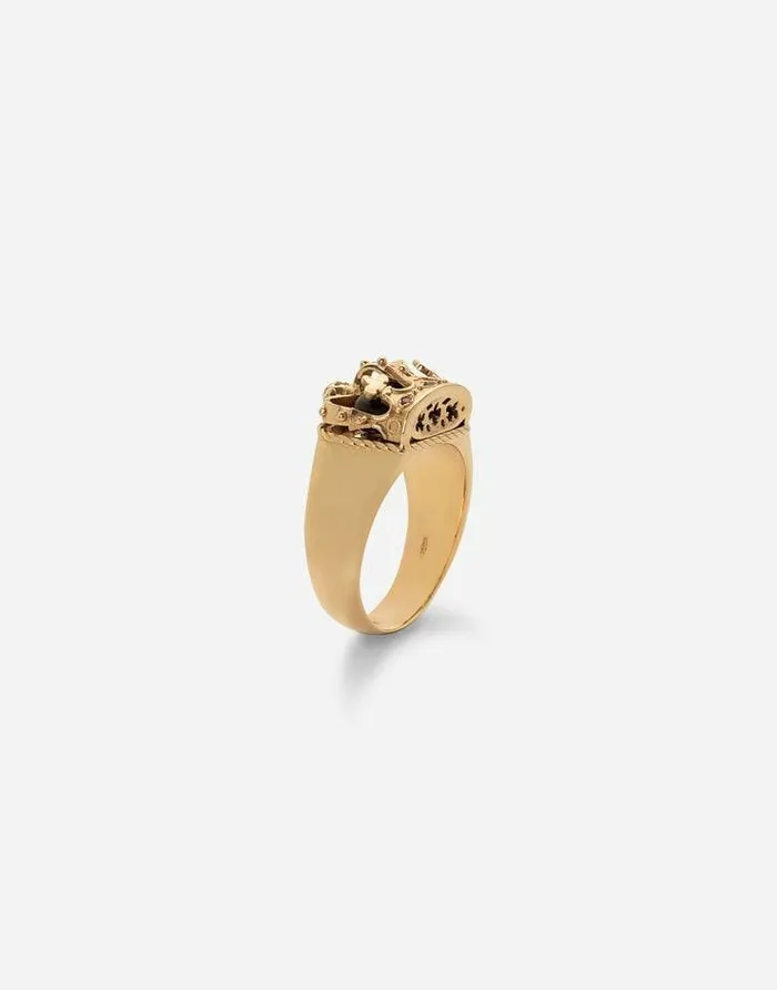 Dolce and Gabbana Rings Men Crown Yellow Gold Ring With Iron Eye On The Inside Gold Dolce and Gabbana Rings Men Crown Yellow Gold Ring With Iron Eye On The Inside Gold